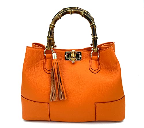 Sac en cuir véritable JUNGLE poignées bambou, l'esprit de la Dolce Vita italienne