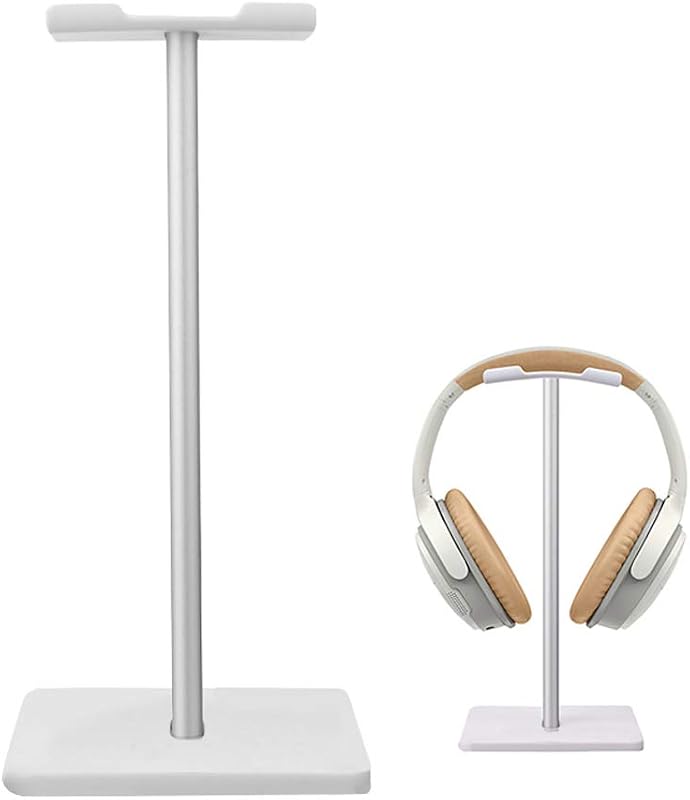 Soporte para auriculares Soporte para auriculares para juegos Soporte universal para auriculares de metal de aluminio con barra de soporte de aluminio Reposacabezas flexible Base sólida ABS para todos los auriculares,Blanco