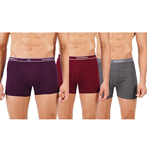 Image of RAMRAJ COTTON Men Cotton Trunks - Multicolor| Outer Elastic Waistband With Double Side Pockets