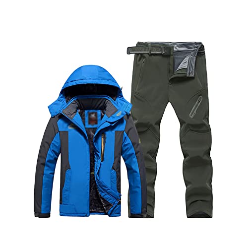 CLSQLXYJZC-Gepolsterte-Skijacke-und-Hose-fuer-Herren-warmes-winddichtes-wasserdichtes-mit-Fleece-gefuettertes-Hoodie-Skianzug-Set-fuer-Freizeitsportarten-Wandern-Outdoor-Skianzug-Liebhaber