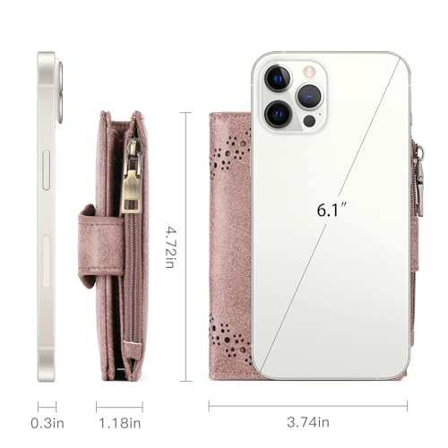 SENDEFN Small Wallets for Women Bifold RFID Blocking Leather Card Holder Compact Wallet with Zipper Coin Pocket4