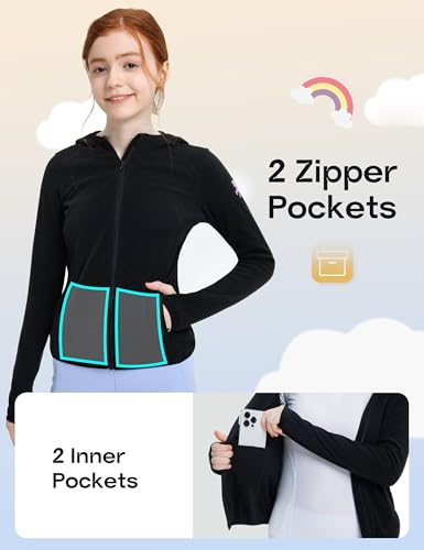 FitsT4 Sports Girls Fleece Horse Riding Shirts Full Zip Up Long Sleeve Kids Equestrian Jackets W Thumbholes Warm Sweatshirts2