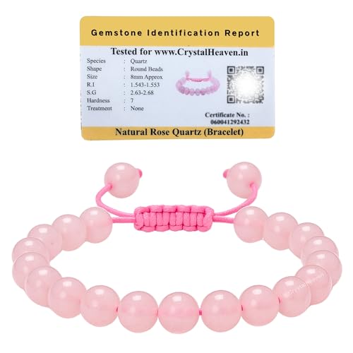 Image of Certified Rose Quartz Bracelet For Women Men With Healing Crystal