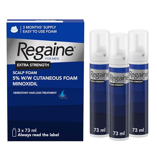 Regaine For Men Extra Strength Foam – Scientifically Proven To Help Stop Hereditary Hair Loss – Minoxidil Foam for Hair Regrowth – (3 x 73ml), Packaging May Vary