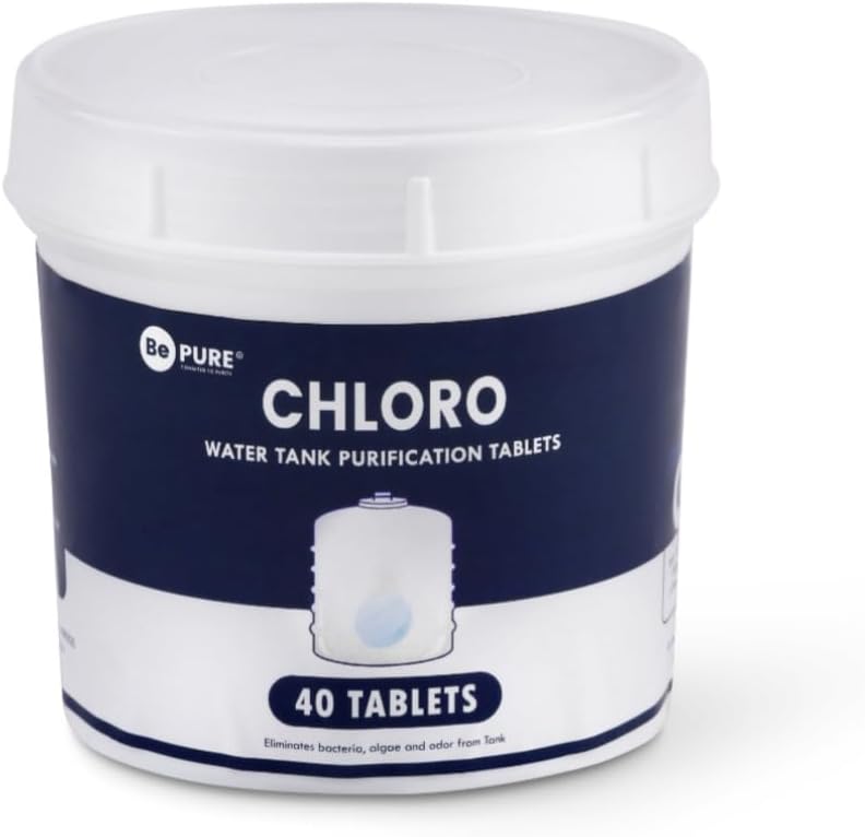 Chloro 1000 | Water Purification Chlorine Tablets for Water Tank | Pack of 40 Tablets| Eliminates Bacteria, Algae and Odor from Water Tank | 40 Tablets for 40000 litres