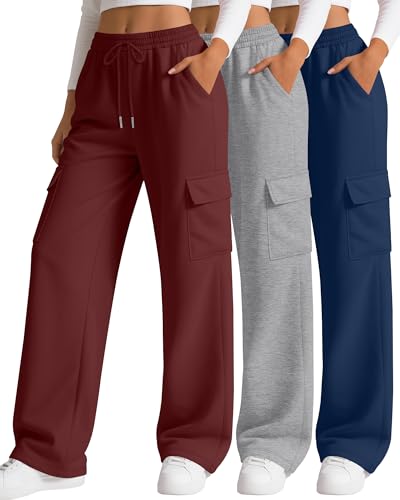 Pantalon cargo femme large Neer : lot de 3 joggings amples à cordon