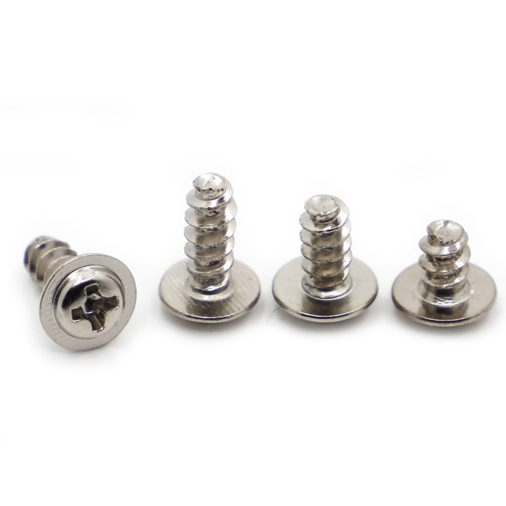 Tornillo autorroscante M2 de 12mm niquelado para uniones metálicas y plásticas