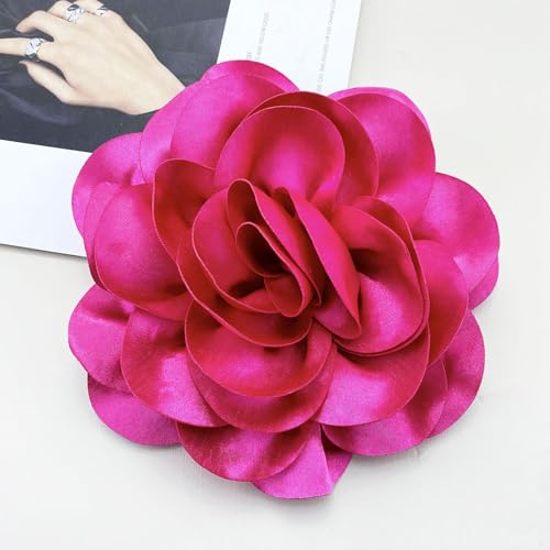 Image of Brooches for Women Large Light Blue Camellia Flower Denim Lapel Pins Wedding Party Promance Dance Dress Clothes Costume Jewelry Christmas Stocking Stuffers