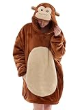 JUOLOET Wearable Blanket Hoodie for Adults Oversized Hooded Sherpa Fleece Little Monkey Hoodie with Pocket Birthday Gifts for Women Christmas