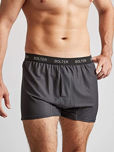 Bolter Men's 4 Pack Performance Boxers Shorts (Small, Black/Grey) #TOP1