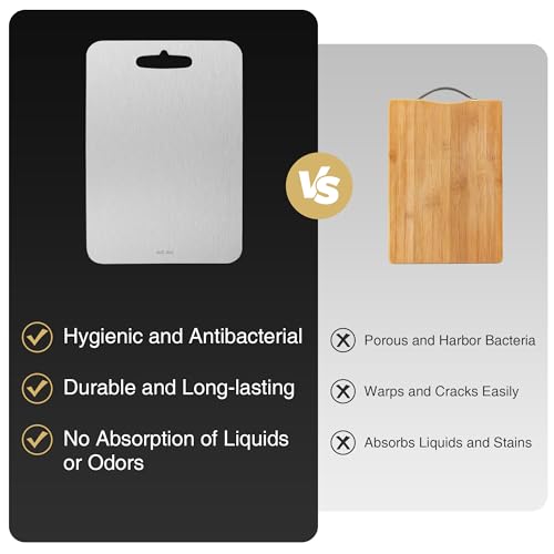 Tabla de Cortar SOSMAR de Acero Inoxidable 304, Doble Cara, Resistente y Higiénica para Cocina (7.87 x 11.42 pulgadas) miniatura 6