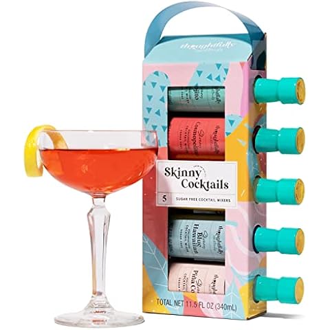 Thoughtfully Cocktails Skinny Cocktail-Mix Set - Geschenk-Set Mit 5 zuckerfreien Aromen Zum Mischen Für Cocktails (ohne Alkohol) - 5 x 68 ml Cover