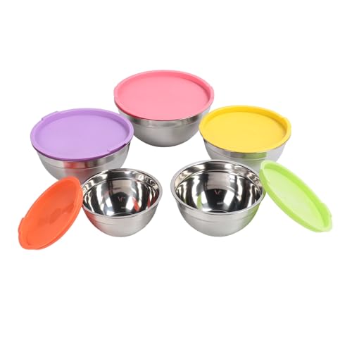 Juego de 5 tazones nesting con tapas acero inoxidable miniatura 4