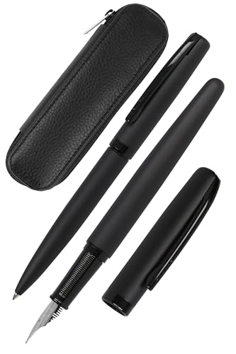 Online Juego de escritura Eleganza Pure Black I contiene bolígrafo, pluma estilográfica y estuche de piel auténtica, 3 piezas, en caja de regalo, pluma estilográfica para cartuchos estándar, Kulli con