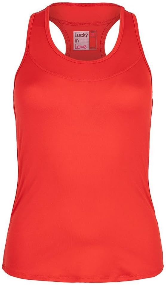 Lucky In Love Women's Team Racerback Tennis Tank Red