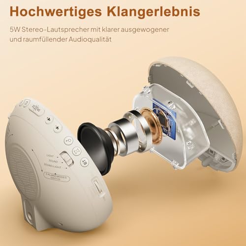 Hiromeco Tageslichtwecker Lichtwecker Sonnenaufgang Bluetooth: Natürliches Wake Up Light - 25 White Noise mit Timer - RGB Nachtlicht für Erwachsene Kinder Schlafzimmer