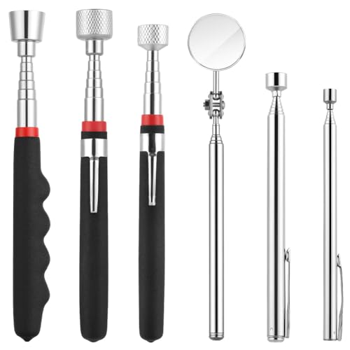 flintronic Telescopic Magnetic Pick up Tool 6 PCS Metal Extends Tool with Extra Strong Magnet and Non-Slip Handle Retractable Magnetic Wand for Picking Up Small Parts Metal Objects Screws Nuts