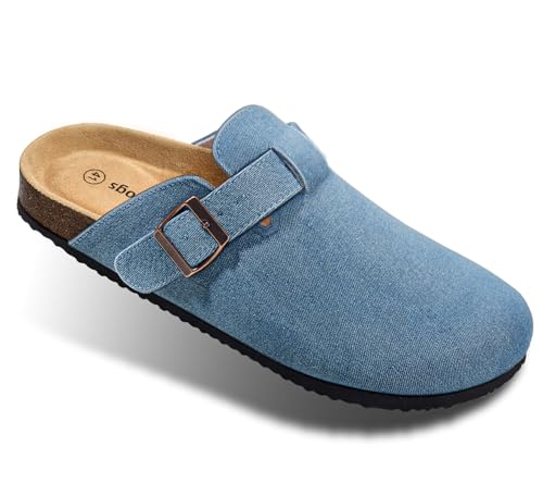Image of BULLIANT Women Clogs-Fleece-Lined Suede Mules Slippers Nurse Shoes Unisex-Memory Foam Arch Support Cork-Footbed