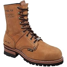 AdTec Mens Super Logger Crazy Horse Leather Waterproof Work Boots - Steel Toe, Utility Footwear, Oil Resistant Lug Sole