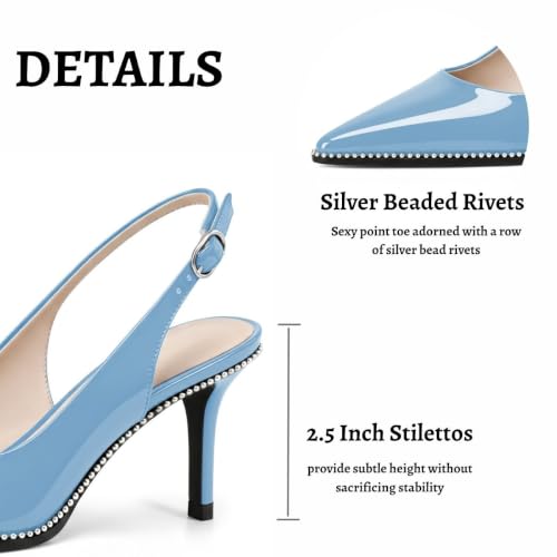 Image of YODEKS Slingback Heels for Women Pointy Toe Beaded Heels Close Toe Kitten Heel Pumps 2.5 Inch Stiletto Pumps Wedding Party Dressy Shoes