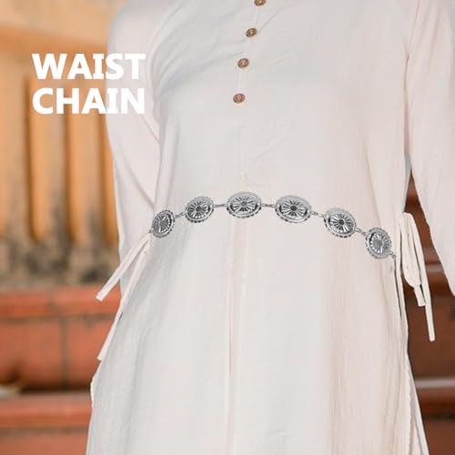Concho Chain Belt for Women Adjustable Metal Waist Chain Versatile Boho Belt for Dresses Jeans Stylish Cowgirl Accessory for Country Concerts2