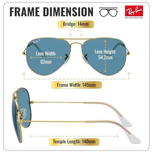 Image of Ray-Ban RB3025 CLASSIC AVIATOR POLARIZED Sunglasses for Men & Women with Official Eyewear Kit