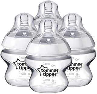 Tommee Tippee Closer to Nature Baby Bottle, Anti-Colic, Breast-like Nipple, BPA-Free - Extra Slow Flow, 5 Ounce (4 Count), Translucent (522568)