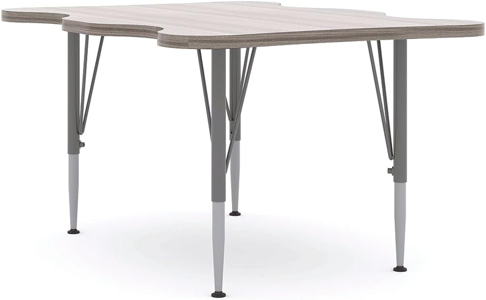 Tot Mate My Place Rectangular Kids Activity Table, Adjustable Height 14" to 23", Laminated Wood Desk for Classroom, Ready-to-Assemble, Shadow Elm Gray, 40" W x 30" D