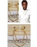 Fashion Golden Plated Metal Blouse Collar Brooch Tip Neck Chain/Shirt collar brooch-(With Cutely Gift Wrap)-Awesome gift for Holidays- From USA-takes 2-6 working days with shelley.kz INC-