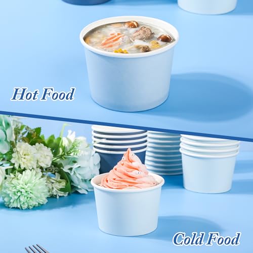 Image of AimFun 60Pc Dusty Blue Treat Snack Cups Paper Ice Cream Cups 8oz | 4 Colors Gradient Color Disposable Dessert Bowls for Hot Cold Soup Birthday Baby Shower Wedding Party Supplies