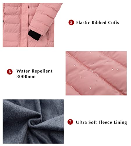 Zshow Girls' Winter Snow Jacket Thick Padded Puffy Coat Waterproof Hooded Outerwear(Coral Pink,10-12) #TOP4