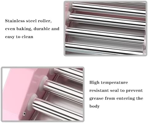 Electric Hot Dog Roller Machine, 300W 5-Roller Grill, Countertop Hot Dog Heater for Snack Bars & Convenience Stores - Perfect for Parties & Events (Pink)