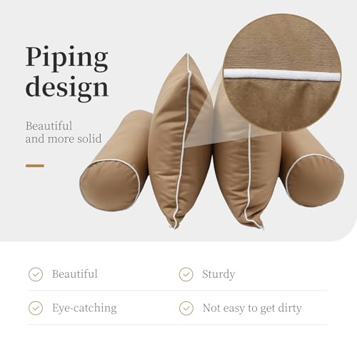 Image of Outdoor Daybed Cushion Cover Twin,Daybed Mattress Bolster Pillow Fitted Sheet Cover,Twin Size Outdoor Daybed Cushion Covers (Light Brown, 75 * 39 * 6in)