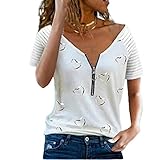 Camisas sueltas Camisa impresa para mujer Cuello de cuello con cremallera Casual Algodón Manga corta Moda de verano Afrodisiaco Plus Tamaño Ropa