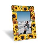 EDQAWN Floral Picture Frame, Sunflower Design Picture Frames, Decorative Photo Frame for Tabletop Display, Fitting a 4x6 Inches Photo, Gift for Family and Friends