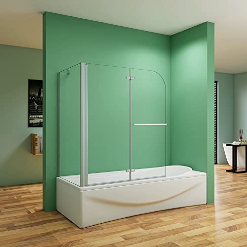 100x70x140CM MAMPARA DE BAÑERA CON TOALLERO CRISTAL ABATIBLE GROSOR 6 MM ANTICAL UN PANEL FIJO