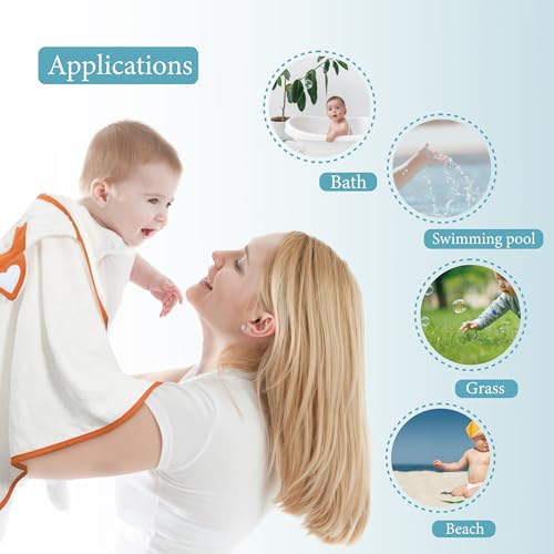 Image of Dolwis Baby Bath Hooded Towel - Organic Hooded Towel Toddler Bath Towel Neutral Infant Ultra Soft Baby Terry Hooded Animal Towels with Hood for Boy & Girl (Fox)