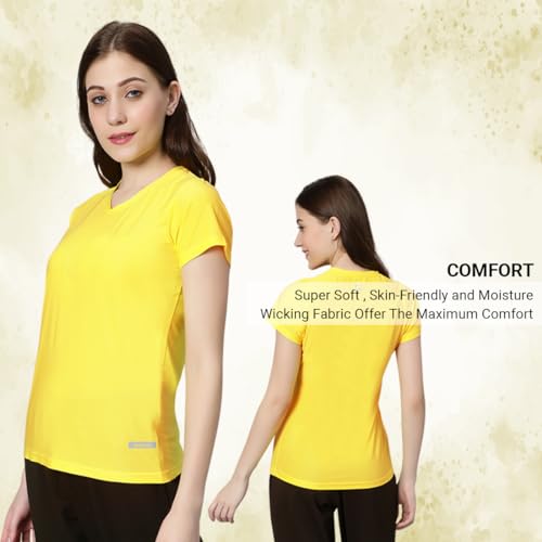 Image of omtex Coded Fitness Casual Gym, Sports, V Neck Activewear Tshirt for Women