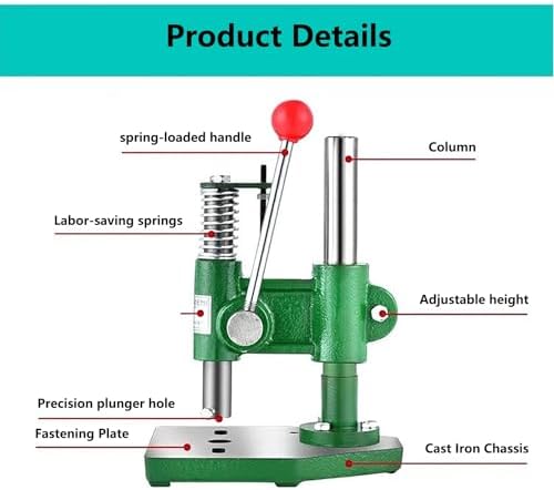 Leather Hole Punching Machine, Small Arbor Press with Automatic Rebound, Manual Bench Press for Mounting, Removal, and Compression of Workpieces, Maximum Height 5.9in