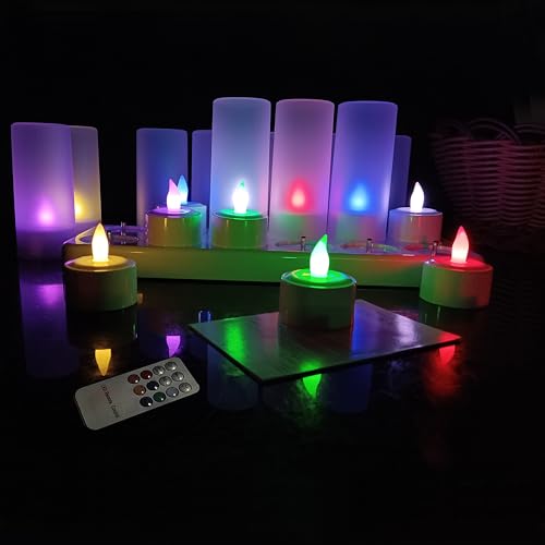 QSPORTPEAK Bougies LED avec télécommande, bougies de thé sans flamme vacillantes, rechargeables...