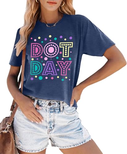 Dot Day Shirt for Women Colorful Pastel Dots Graphic Shirts Happy Dot-Day Shirts Inspire Positive Teacher Tee Top2