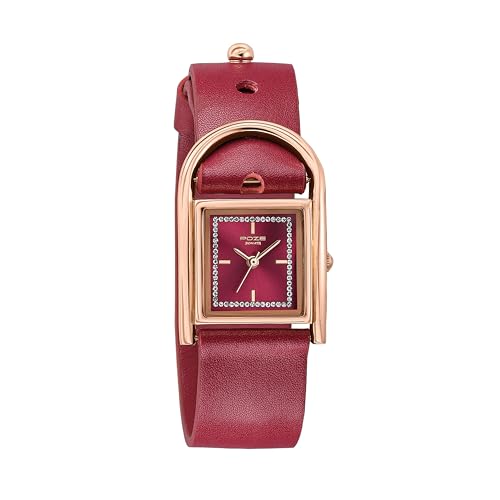 Image of Sonata Poze 6 Strokes and Stroll Quartz Red Round Dial Women's Watch | Leather Strap Material | Watches for Women Analog - SP80132WL01