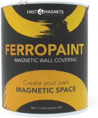 FIRST4MAGNETS FerroPaint® Charcoal Magnetic Paint for Walls, Bedroom, Office, Kitchen, Playroom, Classroom, DIY and Renovation - 0.25 Litres