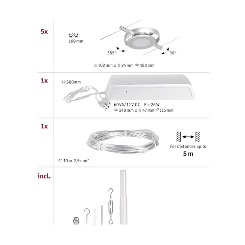 Paulmann Wire Systems Set RoundMac 5x4,5W Chr matt