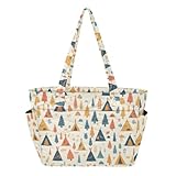 Caihoyu Bonita bolsa de mano para mujer, gimnasio, piscina, comestibles, viajes, con portavasos, tienda de campaña y árboles