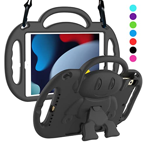 SUPLIK Kids Case for iPad 9th/8th/7th Generation (10.2 inch, 2021/2020/2019), iPad 10.2" Kidproof Case with Shoulder Strap Handle Stand for Apple iPad