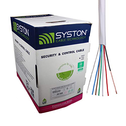 18/6 18 AWG 6 Stranded Pure Copper Conductors Unshielded Security Control Alarm Cable, UL/ETL CMR/CL3R White 1000ft Box