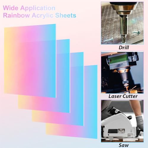 Image of YOUNTHYE 6PCS Acrylic Sheet Rainbow 1 /8 Thick Iridescent Acrylic Sheets 8x12 Colored Translucent Acrylics Sheet Iridescent Radiant Acrylics Panel for DIY Painting, Art Craft