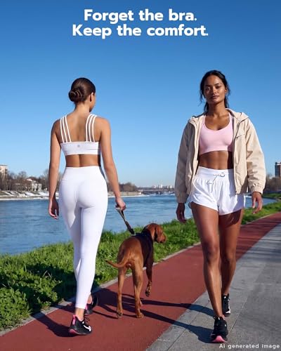 FITTIN Strappy Sports Bras for Large-Bust: 3-Strap Pressure Relieving - Zero Pressure 12H Comfort Low Support Backless Bra for Everyday Wear - Enhanced Coverage No Spillage - for Women A-D Cups White — view 3