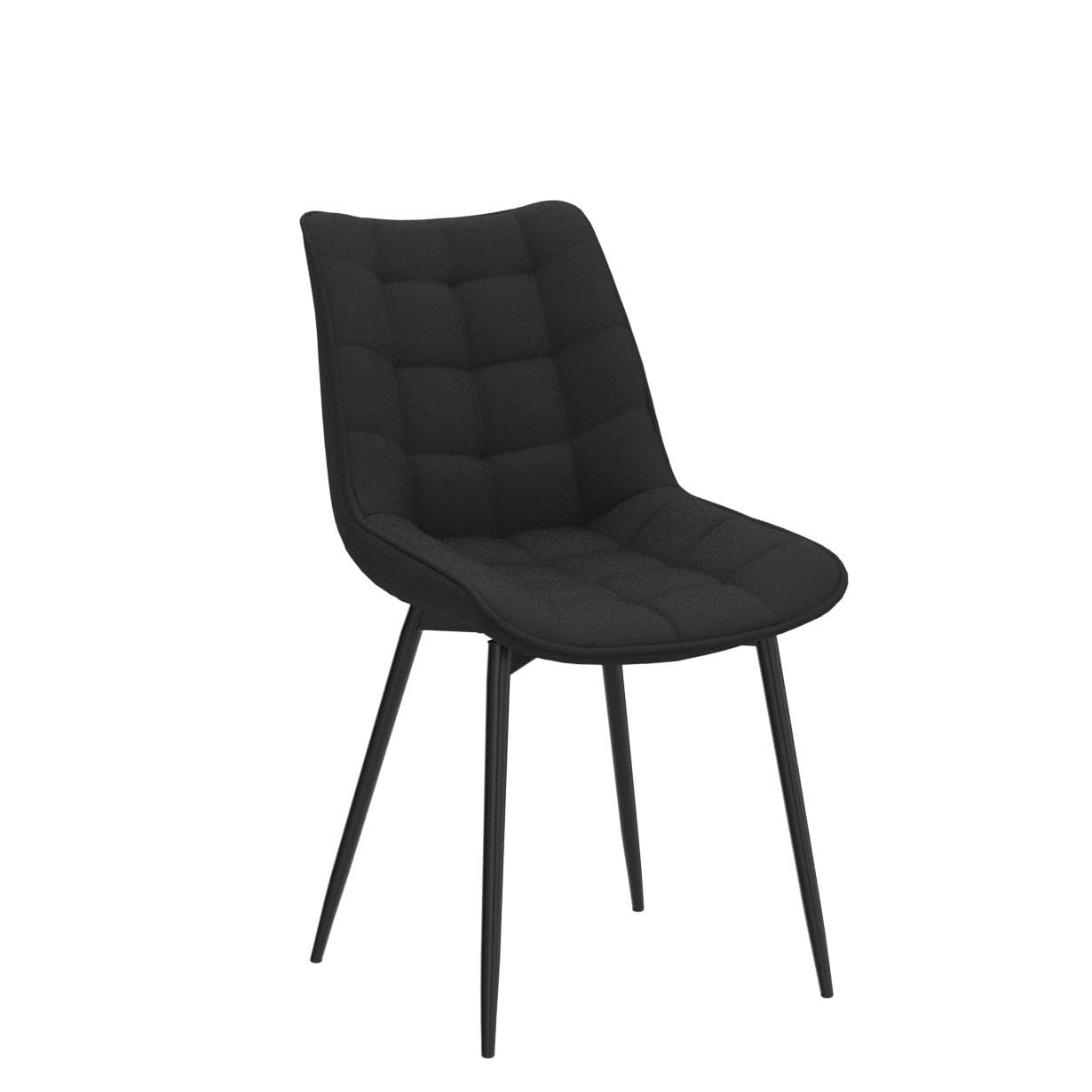 WOLTU Juego de 2 Sillas Comedor,Lino,Negro | Patas Metálicas, Carga 150kg, Asiento Antideslizante Cómodo, Uso Hogar Comedor Salón Dormitorio